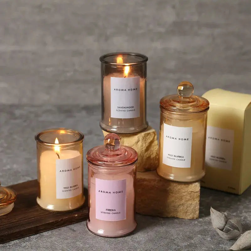 Ins Style Vintage Glass Jar Scented Candle Essential Oils Soy Wax Candle Aromatherapy Home Decoration Birthday Xmas Gift Snap Seasons
