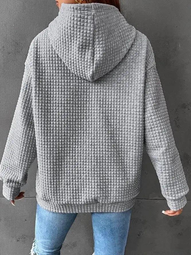 Women's Loose Casual Solid Color Long-sleeved Sweater - Snap Seasons™